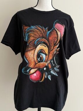 Domrebel Graphic Black Tee with Colorful Cartoon Fox